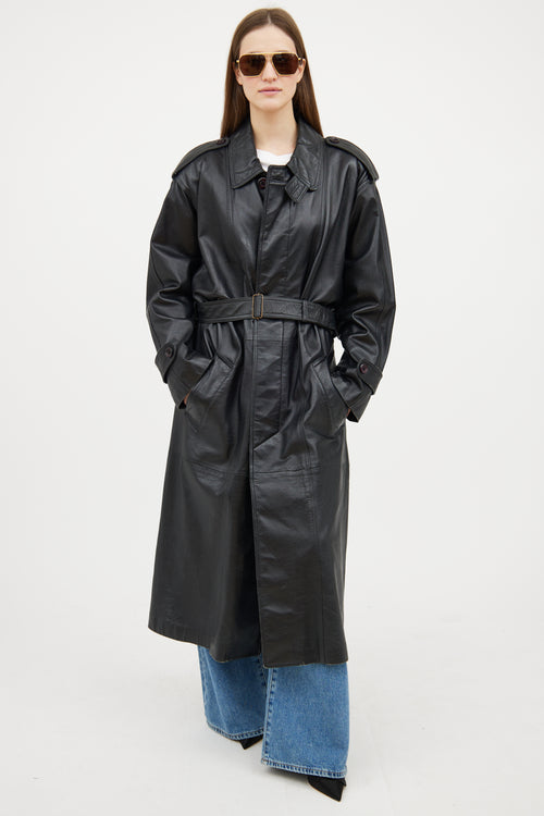 VSP Archive Black Leather Trench Coat