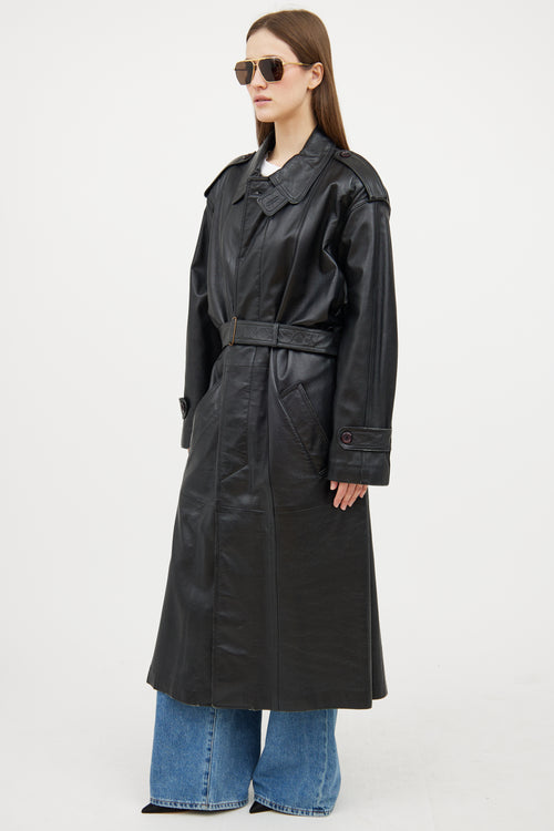 VSP Archive Black Leather Trench Coat