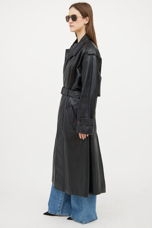 VSP Archive Black Leather Trench Coat