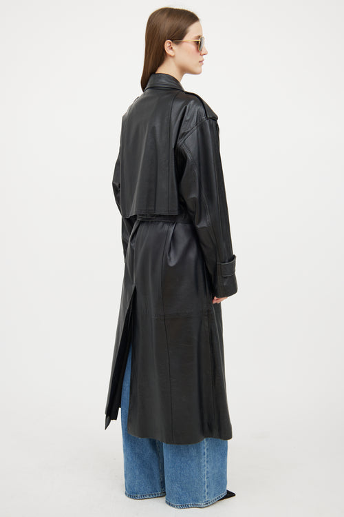 VSP Archive Black Leather Trench Coat