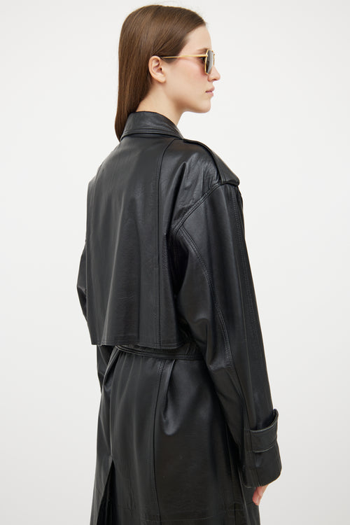 VSP Archive Black Leather Trench Coat