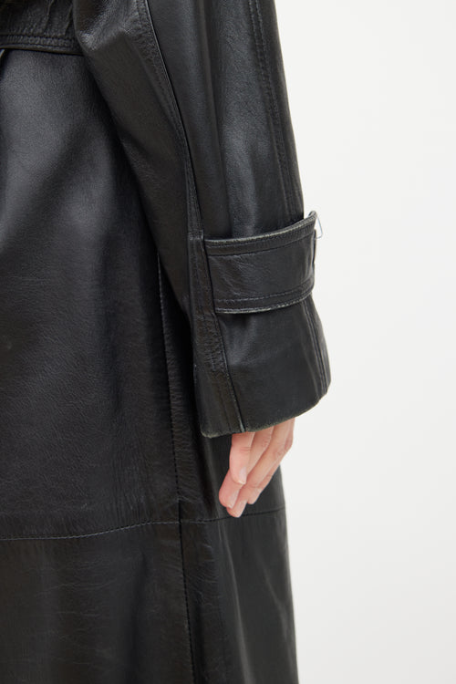 VSP Archive Black Leather Trench Coat