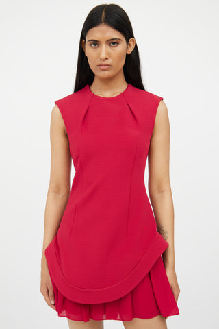 Cushnie et Ochs Red Structured 
Pleat Dress