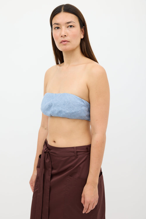 Cult Gaia Blue Tie Bandeau Top