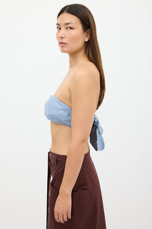 Cult Gaia Blue Tie Bandeau Top