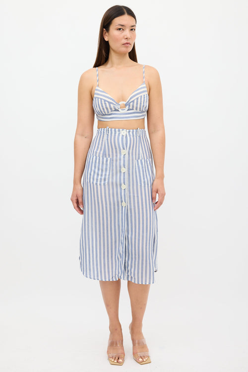 Cult Gaia White 
Blue Stripe Skirt Set