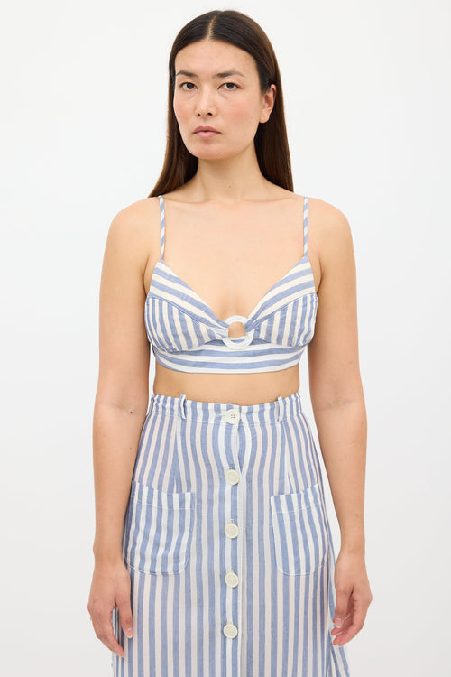 Cult Gaia White 
Blue Stripe Skirt Set