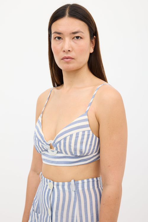 Cult Gaia White 
Blue Stripe Skirt Set