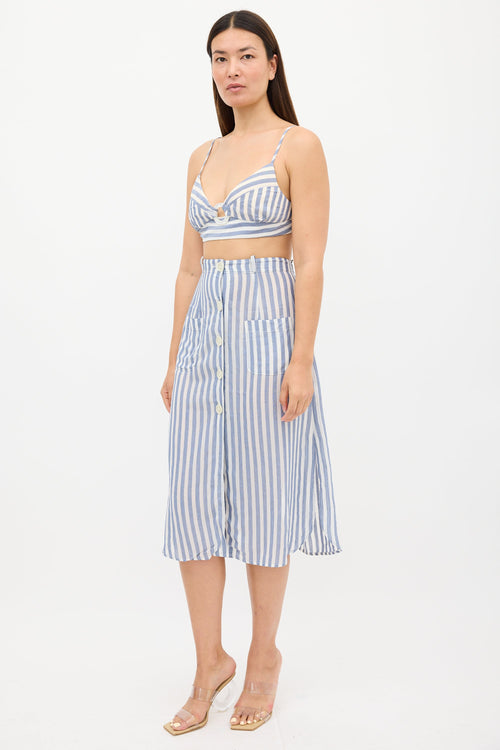 Cult Gaia White 
Blue Stripe Skirt Set