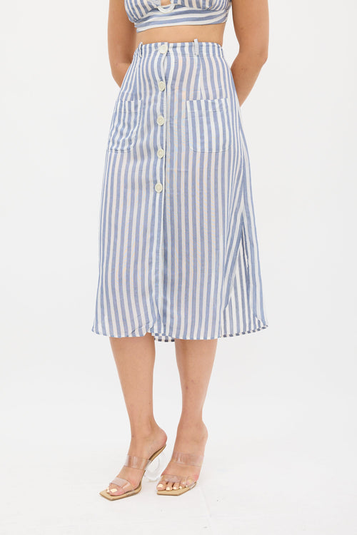 Cult Gaia White 
Blue Stripe Skirt Set