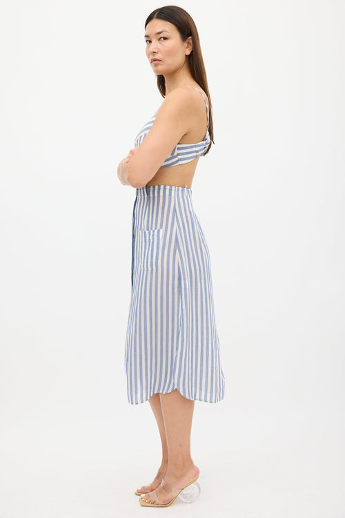 Cult Gaia White 
Blue Stripe Skirt Set