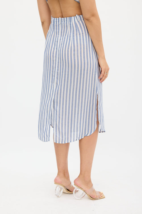 Cult Gaia White 
Blue Stripe Skirt Set