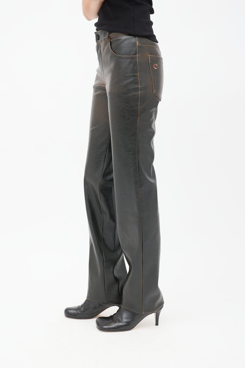 Cultnaked Black 
Brown Vegan Leather Burnt Boy Trousers