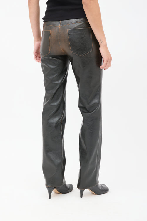 Cultnaked Black 
Brown Vegan Leather Burnt Boy Trousers