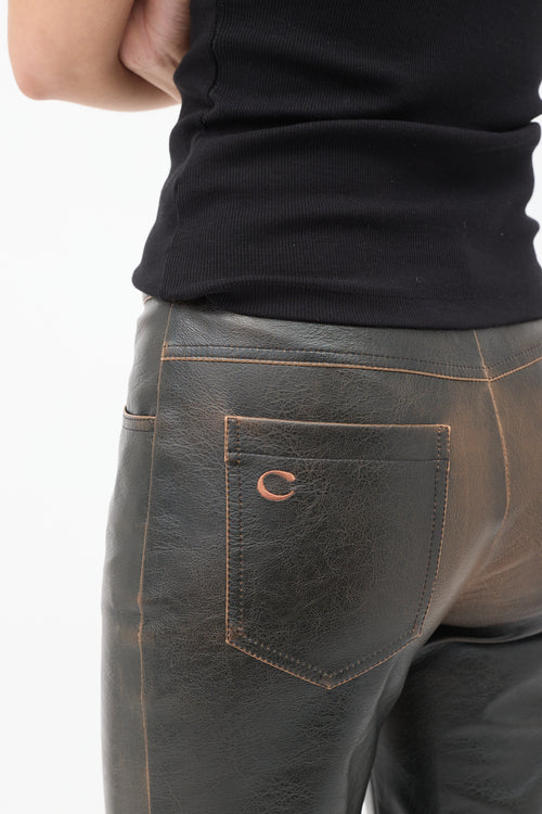 Cultnaked Black 
Brown Vegan Leather Burnt Boy Trousers