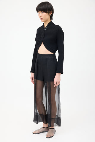 Cushnie et Ochs Black Silk Organza 
Crepe Cropped Trouser