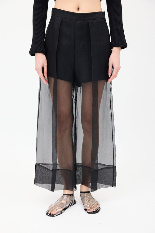 Cushnie et Ochs Black Silk Organza 
Crepe Cropped Trouser