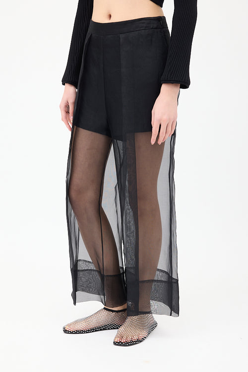 Cushnie et Ochs Black Silk Organza 
Crepe Cropped Trouser