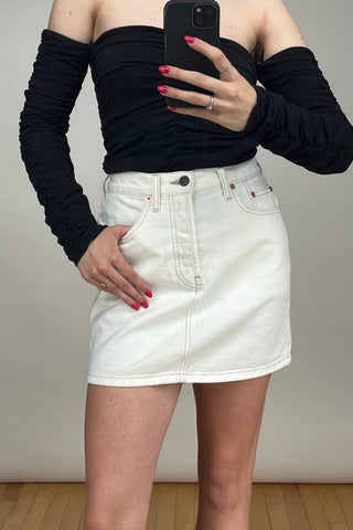 White Denim Mini Skirt