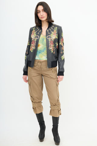 Dolce 
Gabbana Leather Floral Jacket