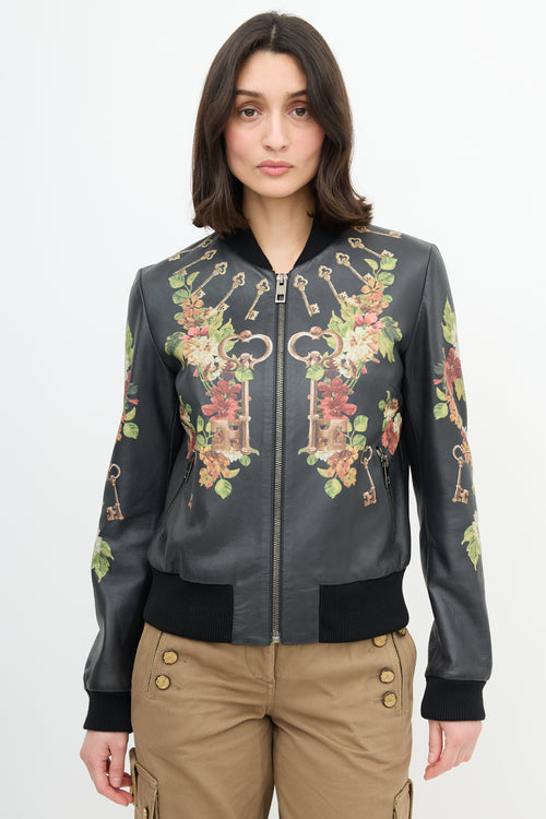 Dolce 
Gabbana Leather Floral Jacket