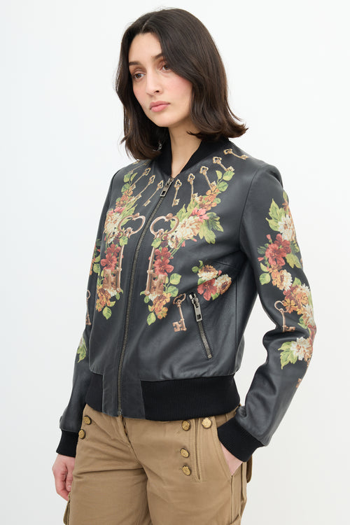 Dolce 
Gabbana Leather Floral Jacket