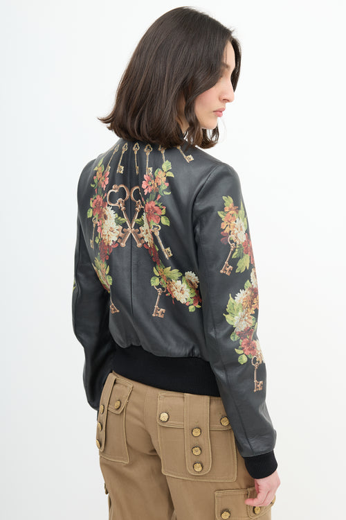 Dolce 
Gabbana Leather Floral Jacket