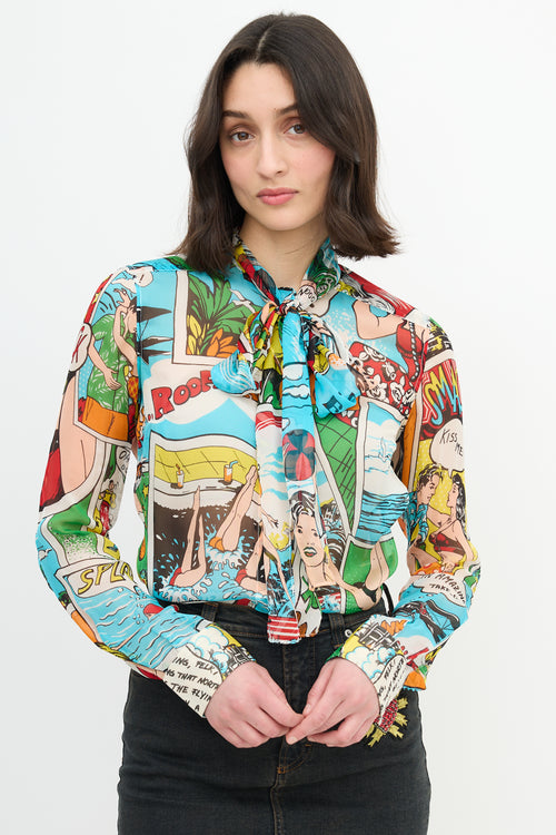 Dolce 
Gabbana Spring 2004 Silk Pop Art Shirt