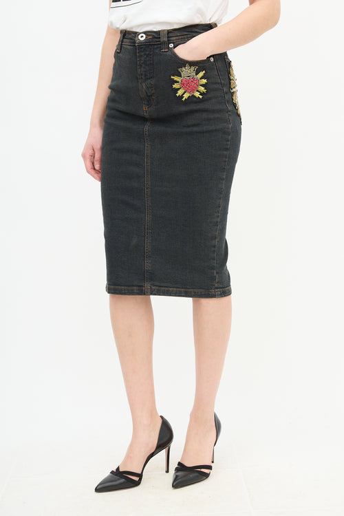 Dolce 
Gabbana D&G Heart Embellished Skirt