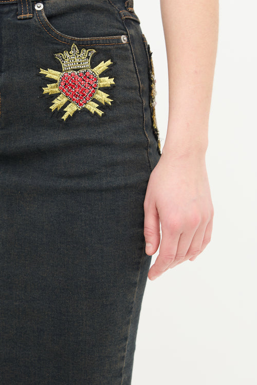 Dolce 
Gabbana D&G Heart Embellished Skirt