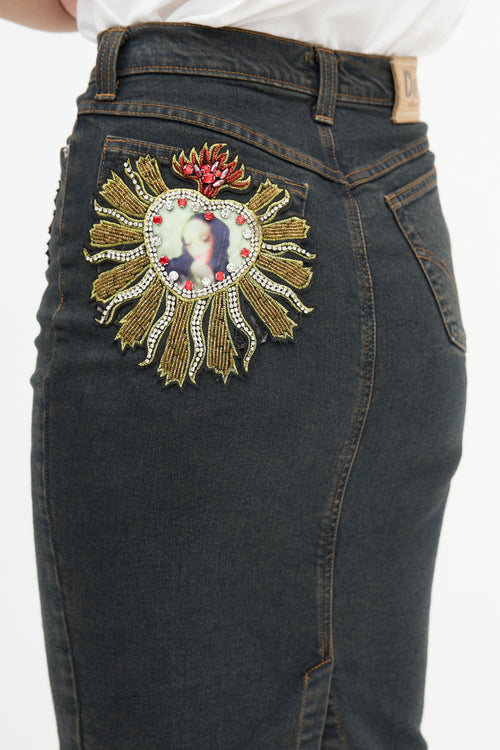 Dolce 
Gabbana D&G Heart Embellished Skirt