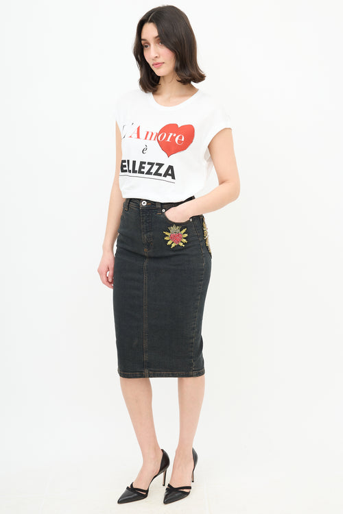 Dolce 
Gabbana D&G Heart Embellished Skirt