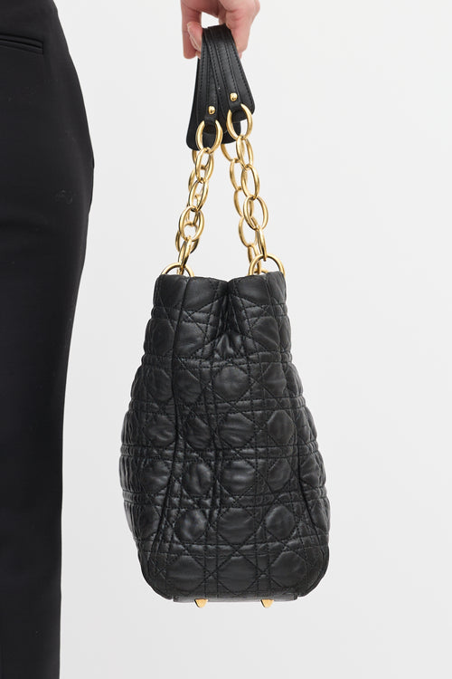 Dior Black Quilted Lady Dior Large Tote
 Bag