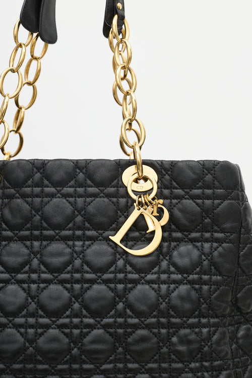 Dior Black Quilted Lady Dior Large Tote
 Bag