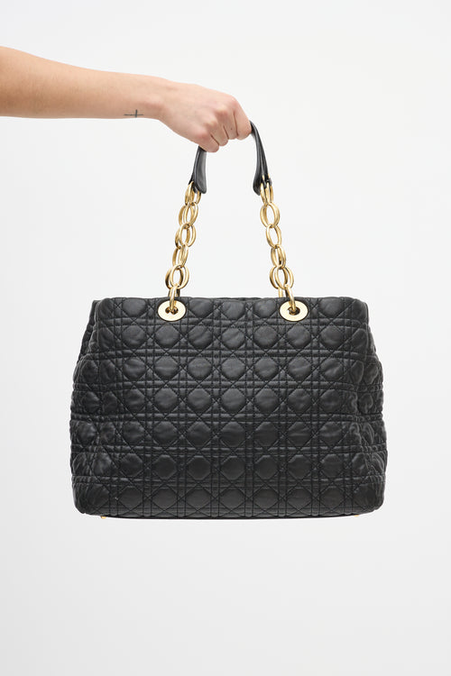 Dior Black Quilted Lady Dior Large Tote
 Bag