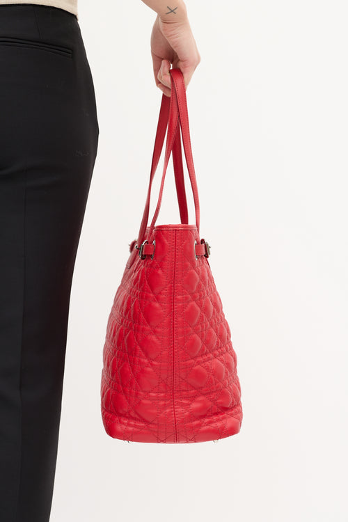 Dior Red Leather Cannage Panarea Tote Bag