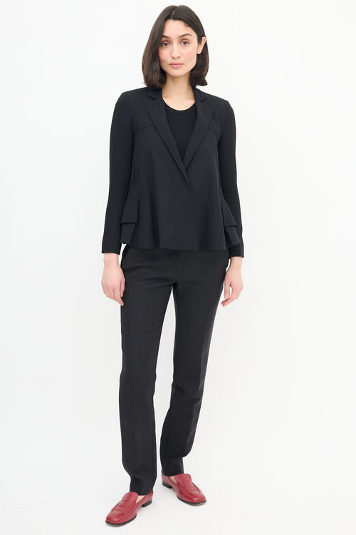 Dior Vintage Black Wool Belted Blazer