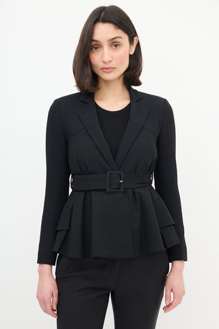 Dior Vintage Black Wool Belted Blazer