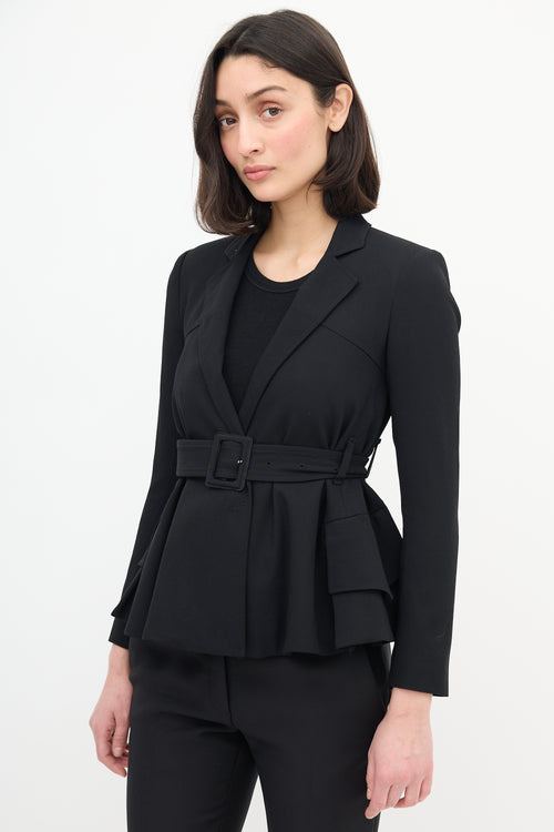 Dior Vintage Black Wool Belted Blazer