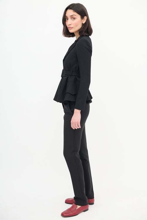 Dior Vintage Black Wool Belted Blazer