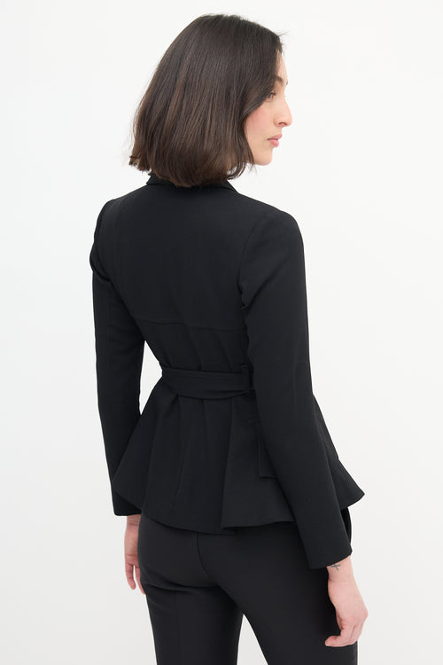 Dior Vintage Black Wool Belted Blazer