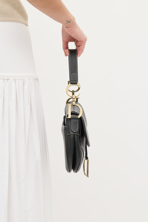 Dior Black Leather Saddle Bag