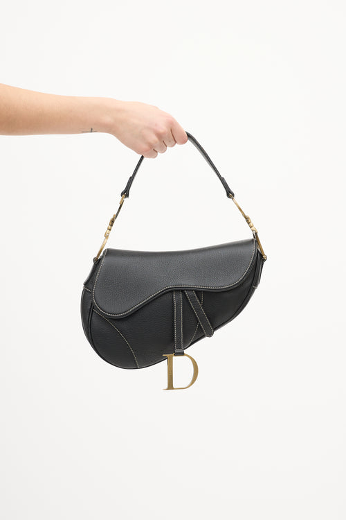 Dior Black Leather Saddle Bag