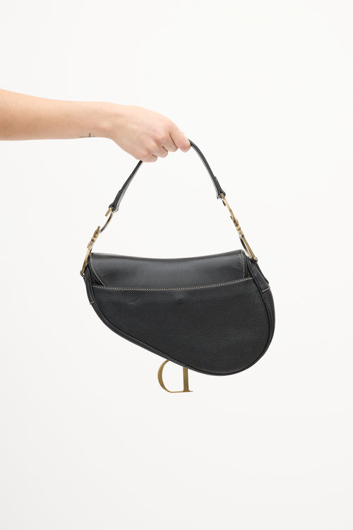 Dior Black Leather Saddle Bag