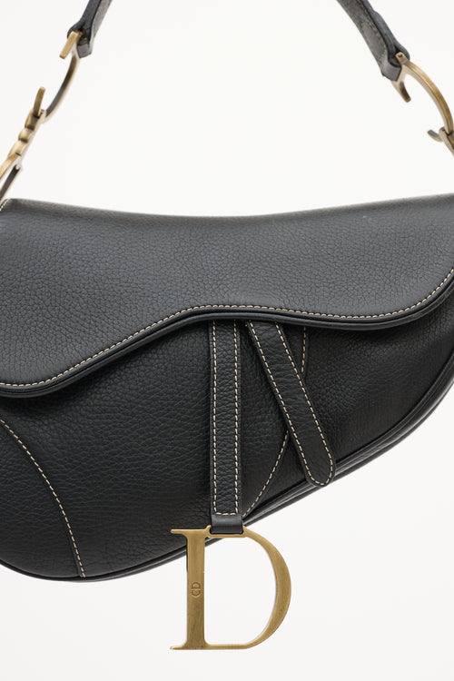 Dior Black Leather Saddle Bag