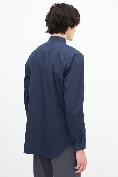 Dior Navy Mesh Striped Placket Shirt