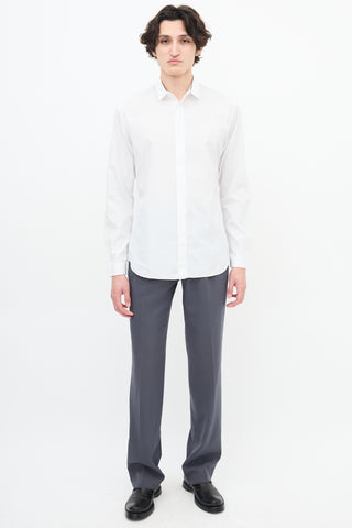 Dior White 
Black trim Collar Shirt