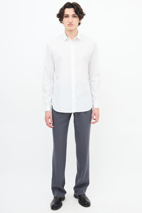 Dior White 
Black trim Collar Shirt