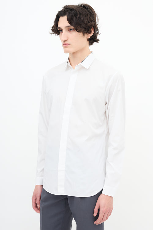 Dior White 
Black trim Collar Shirt