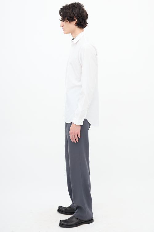 Dior White 
Black trim Collar Shirt